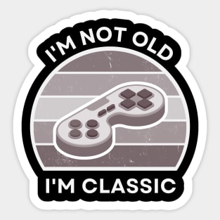 I'm not old, I'm Classic | Game Controller | Retro Hardware | Vintage Sunset | Grayscale| '80s '90s Video Gaming Sticker